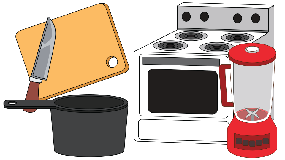 knife and cutting board